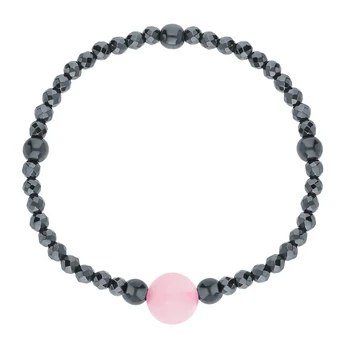 

Silver Bracelet with quartz and hematite sunlight sample 925