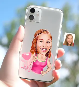 

Personalized Women 'S Caricature of iPhone 11 Thin Transparent Silicone Phone Kapağı-49