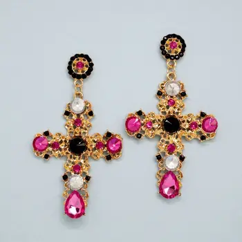 

Earrings jewelery cross (Lock-carnations, jewelery alloy, multi-colored) 52612
