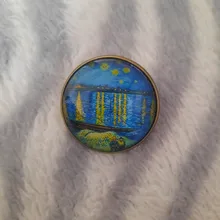 Van Gogh-collar artístico con pinturas al óleo para mujer, joyería cabujón de cristal con cielo estrellado nocturno, colgante de girasol, regalos para amantes