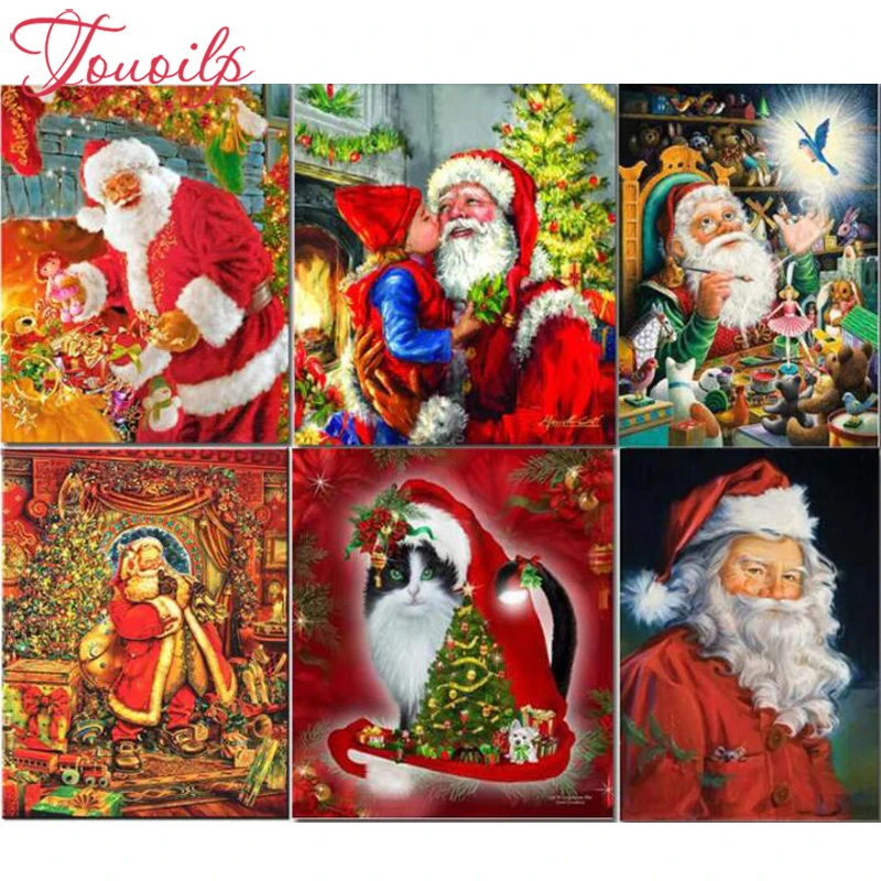 Мозаика Санта-Клауса TOUOILP полноразмерная квадратная круглая алмазная вышивка