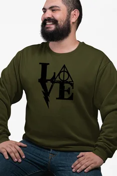 

Angemiel Wear Deathly Hallows Love Write Green Men 'S Sweatshirt