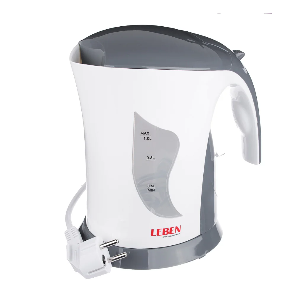 KETTLE ELECTRIC 1 L LEBEN, 1000 W, PLASTIC, SPIRAL HEATING ELEMENT convenient beautiful durable