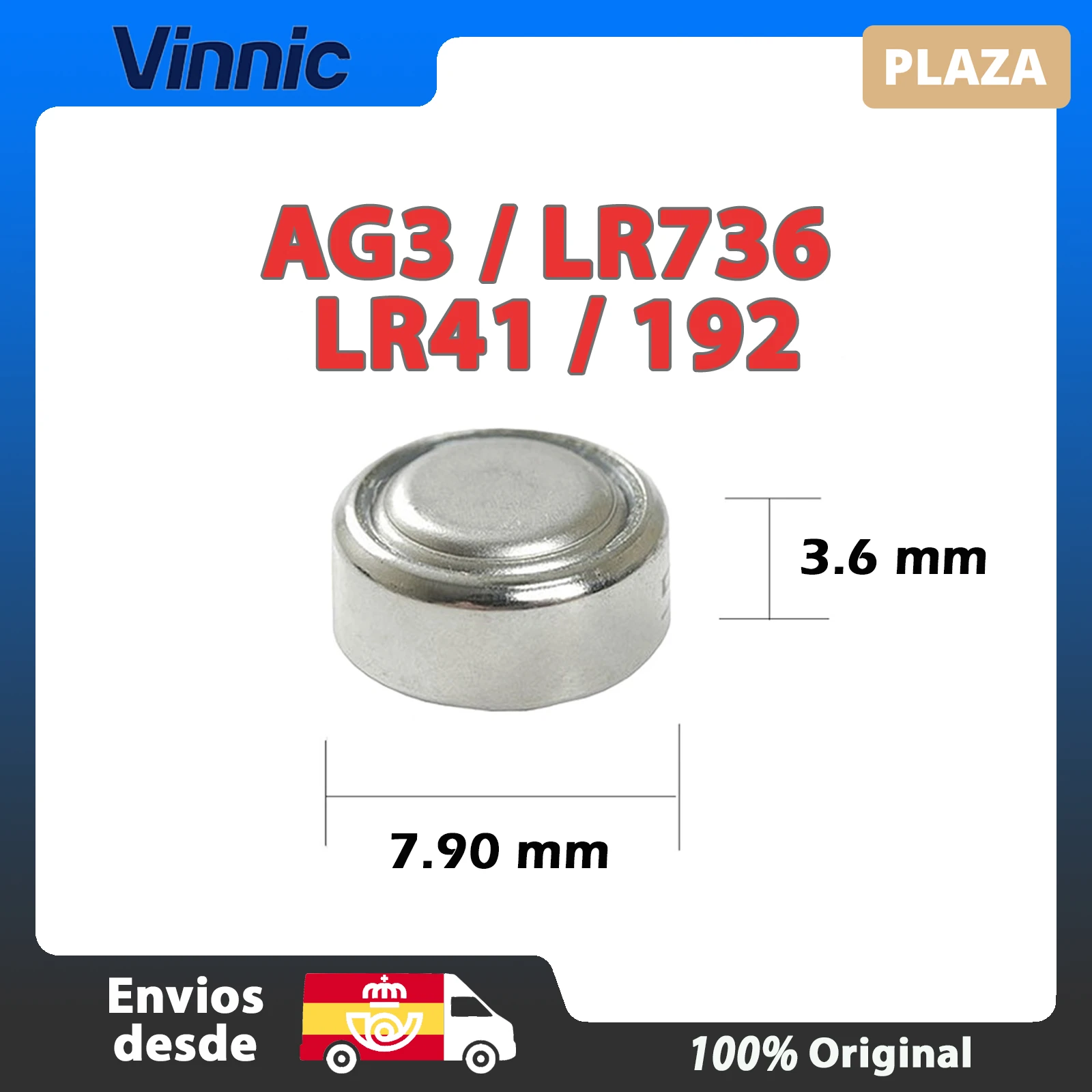 Pocos Redundante Familiarizarse 10 Unidades Pila de boton AG3 Alcalina 1.5V | Vinnic Original | Bateria  Botón alcalina | Equivalencias LR41 - L736F - 192 - L736 - G3A - GP92 -  AliExpress