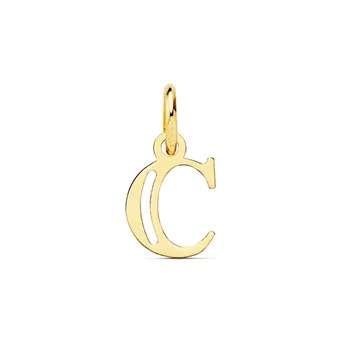 

18k gold pendant letter capital C 11mm. Double strip openwork smooth