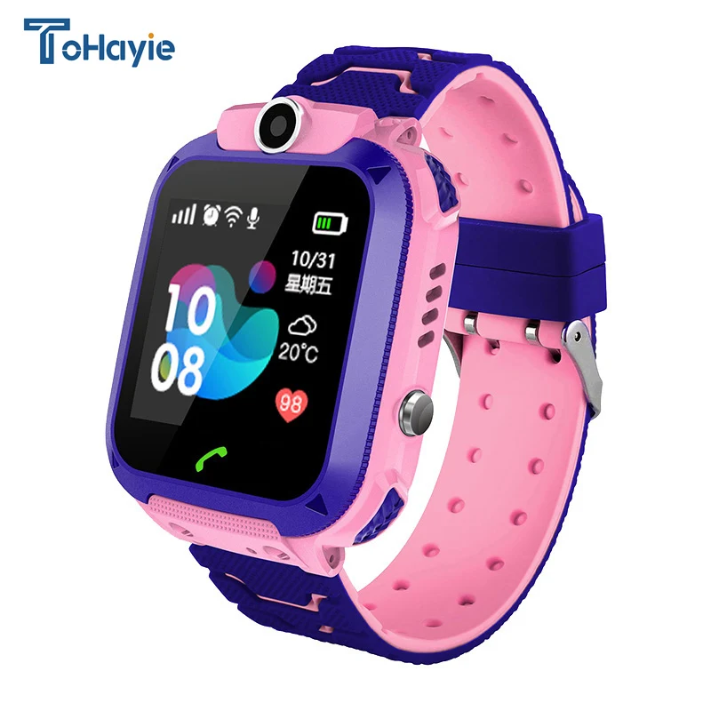 Q12B Детские Смарт-часы телефон водонепроницаемый LBS Smartwatch позиционирование вызова 2G SIM карта удаленный локатор часы для мальчиков и девочек - Цвет: Черный