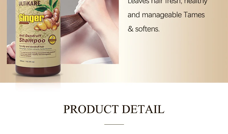 500ML Ginger Shampoo Anti Dandruff Oil Control Hydrate Scalp Ginger Shampoo