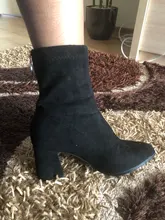 Stretch Boots High-Heels Pointed-Toe Womens Autumn Fashion Flock JIANBUDAN Ankle New