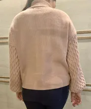 Knitted Pullover Sweater Lantern-Sleeve Turtleneck Simplee Casual Winter Autumn Solid