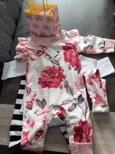 Ropa para recién nacidos, pelele para niña pequeña, mono estampado de corazones de algodón de manga larga y diadema, conjunto de ropa para niño, 2 uds