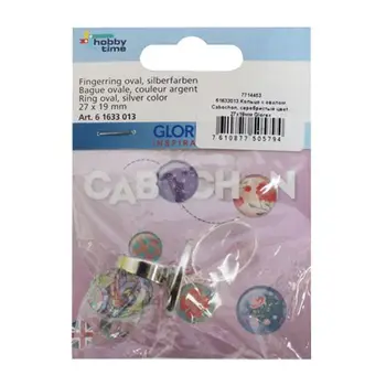 

61633013 cabochon oval ring, silver color, 27x19mm Gloria ex