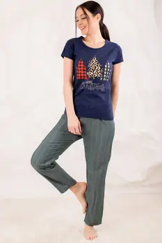 

Armonika Women Navy Blue Top Pine Ağaçli Six Striped Sleepwear Kit ARM-20Y099104