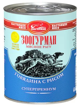 

Зоогурман Мясное Рагу консервы для собак, Говядина и рис, 350 г.