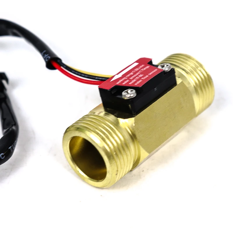 Copper Water Flow Sensor NPN Output Hall High-precision Turbine Flowmeter 6 Points G3/4 50MM 60MM Tube Copper Turbine Flow meter
