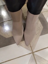 Aphixta-Botas de tacón de hoja de Metal para mujer, Botines de tacón de aguja, de tela elástica, puntiagudas