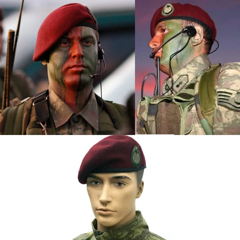Cappello da berretto marrone rossiccio bordeaux delle forze speciali dell' esercito turco con toppa a mezzaluna a stella, oggetto raro, guerra dei  comandanti, tutte le dimensioni disponibili|Men's Military Hats| -  AliExpress