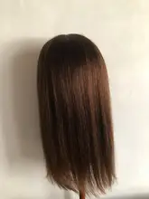 Human-Hair-Wigs Bangs Short Bob IJOY Non-Remy-Hair Women Brazilian Brown Color Straight