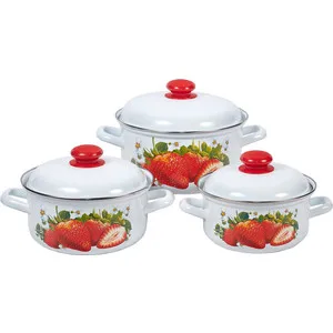 

Set of enameled dishes 3 items lysvensky enamel juicy strawberry 124 AP2/4