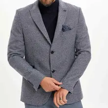 Бренд DeFacto, Официальный Мужской однобортный Блейзер, мужской модный офисный однотонный костюм, мужская одежда высокого качества, Осень-M2948AZ19WN