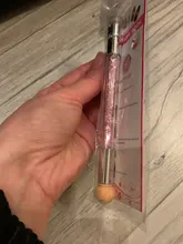 Cabezal de esponja Dual, sello de silicona gradiente, cepillo de pluma para uñas, mango de polvo brillante para esmalte de Gel de uñas, estampado floreado, SA944, 1 Uds.