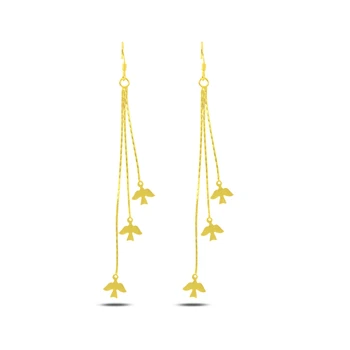

KUTAYDAN Dangle With Matt Pattern Bird Earrings 925 Sterling Silver