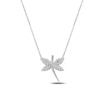 

Angemiel 925 Silver Zircon Stone Dragonfly Pendant-Rhodium Plated