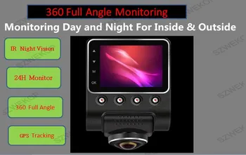 

1080p car dvr Full HD 360 Degree Panoramic dash camera record vehicle camera video 24 hours monitor for inside and outside