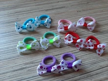 10Pcs Polka Dots Bow Hair Ring Rope Elastic Hair Rubber Bands Hair Accessories for Girls