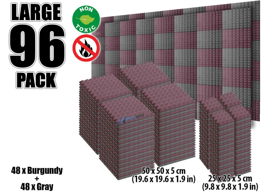 Arrowzoom 96 шт. цветная комбинация Пирамида плитка студия Звукопоглощающая Панель акустическая пена лечение AZ1034 - Цвет: Gray and Purple