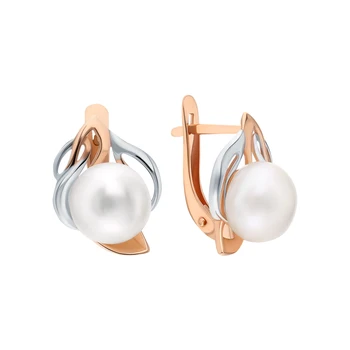 

Gold earrings with pearls cultured sunlight sample 585