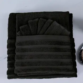 

Free shipping towel set 3 pieces 100% cotton purple HOME COLOR black