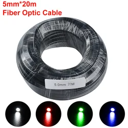 Cable de fibra óptica de plástico brillante para iluminación decorativa, accesorio de protección PMMA con borde negro, diámetro interior de 20M, 5mm