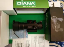DIANA-Mira telescópica para rifle de caza, visor óptico táctico con punto verde y rojo ajustado a carril con alcance 2x40, 3x42, 3x44, 1x40 para 11/20mm