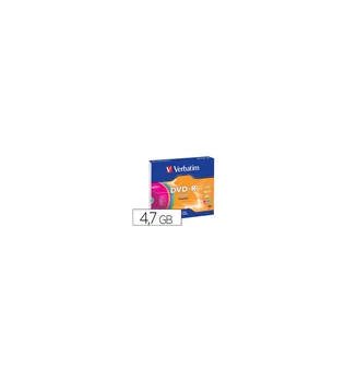 

DVD-R VERBATIM AZO capacity 4.7GB speed 16X 120 MIN PACK of 5 pcs Assorted Colors SLIM box
