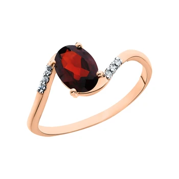 

Gold ring with cubic zirconia and Garnet sunlight sample 585 test