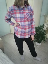 KarSaNy Boyfriend Oversized Shirt Plaid For Women Blouses And Tops Spring Loose Plaid