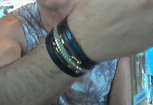 Amorcome Snakeskin Pattern Leather Bracelets for Women 2020 Trendy Metal Pipe Wide Multilayer