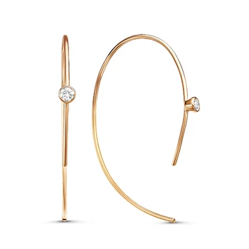 

Gold earrings 585 tests with stones: fianit, women's earring, fashion jewelry, female.