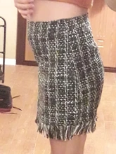 Lady Skirt Tassel Hip-Skater Vintage Plaid High-Waist Women Package Wool SK5583 In-A-Cage