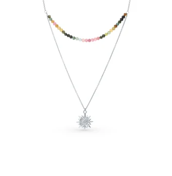 

Silver necklace with tourmaline and cubic zirconia sunlight