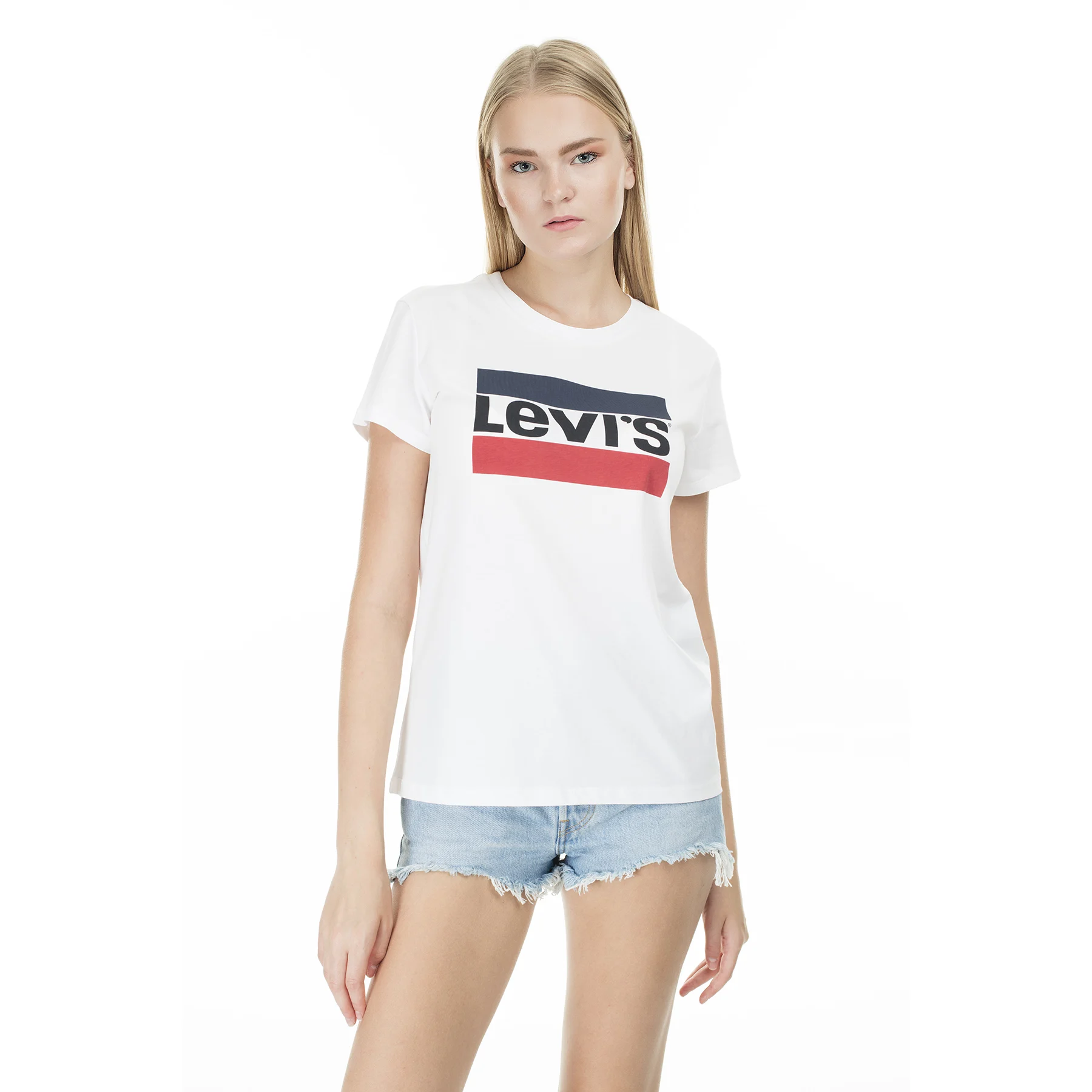 Levi's Базовая Хлопковая женская футболка с вырезом лодочкой футболки коротким