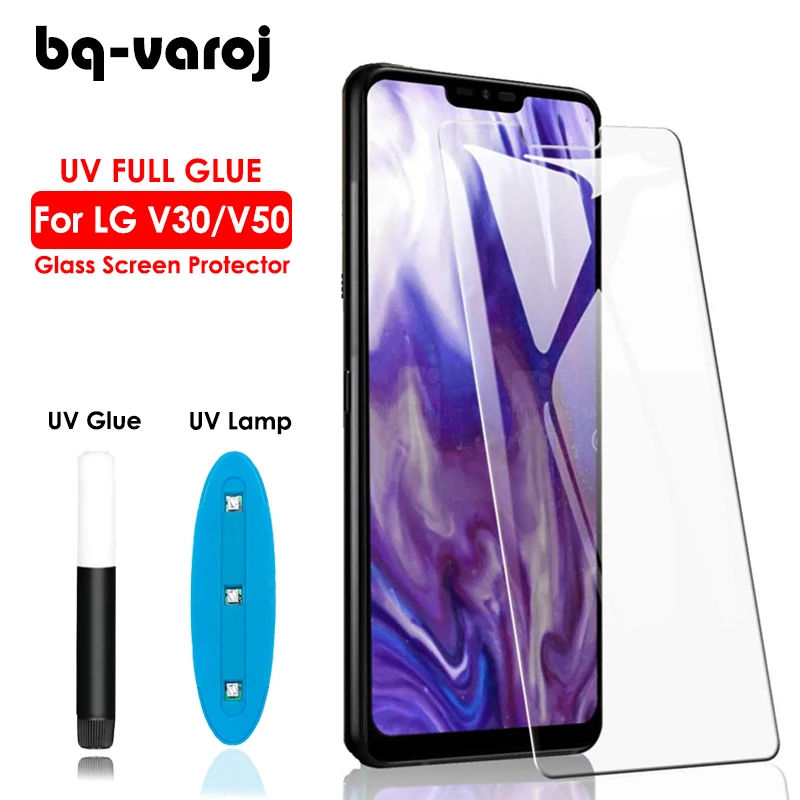 

BQVAROJ LG V30 Screen Protector UV Glass full glue film for LG V40 V50 G8 ThinQ temprered glass screen protector case friendly