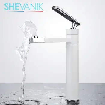 

SHEVANIK basin mixer, tall basin mixer with nut, mixer tap countertop, brass faucet mixer tap,water tap for sink,hot and cold water tap,black mixer S6611F