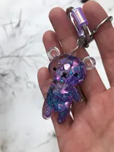 Llavero líquido de oso brillante con arena movediza, llavero acrílico con llavero, mochila con colgantes para parejas, mujeres, hombres, novios, regalo