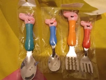 Peppa Pig juguete de dibujo animado de animé cubiertos conjunto de juguete de los niños tenedor cuchara George Peggy bebé comedor de acero inoxidable juguetes tipo cuchara
