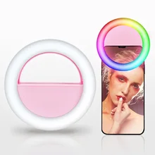 

LED Fill Ring Light Mini RGB Mobile Phone Live Beauty Self-Portrane Flashing Light Clip USB Charging Desktop Makeup