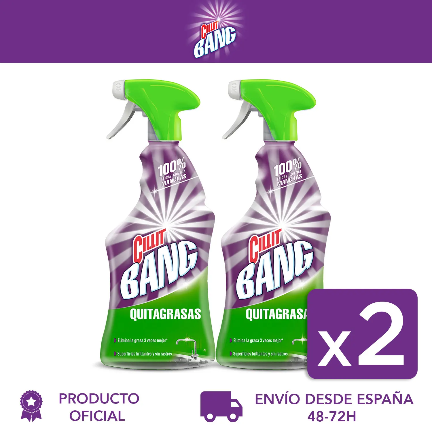 Cillit Bang Cal y suciedad 750ml.+quitagrasas grasas 750ml. (duplo)