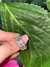 Anillos blancos de cristal de arcoíris bohemios para mujer, Baguette brillante de moda, Circonia cúbica, anillo de piedra, joyería para fiesta y boda