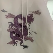 Estampado de dragón suéter con capucha para mujer, tops Kawaii de Hip hop Harajuku de gran tamaño, ropa para mujer