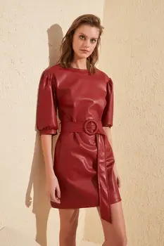 

Trendyol Leather Looking Arched Dress TWOSS20EL1062
